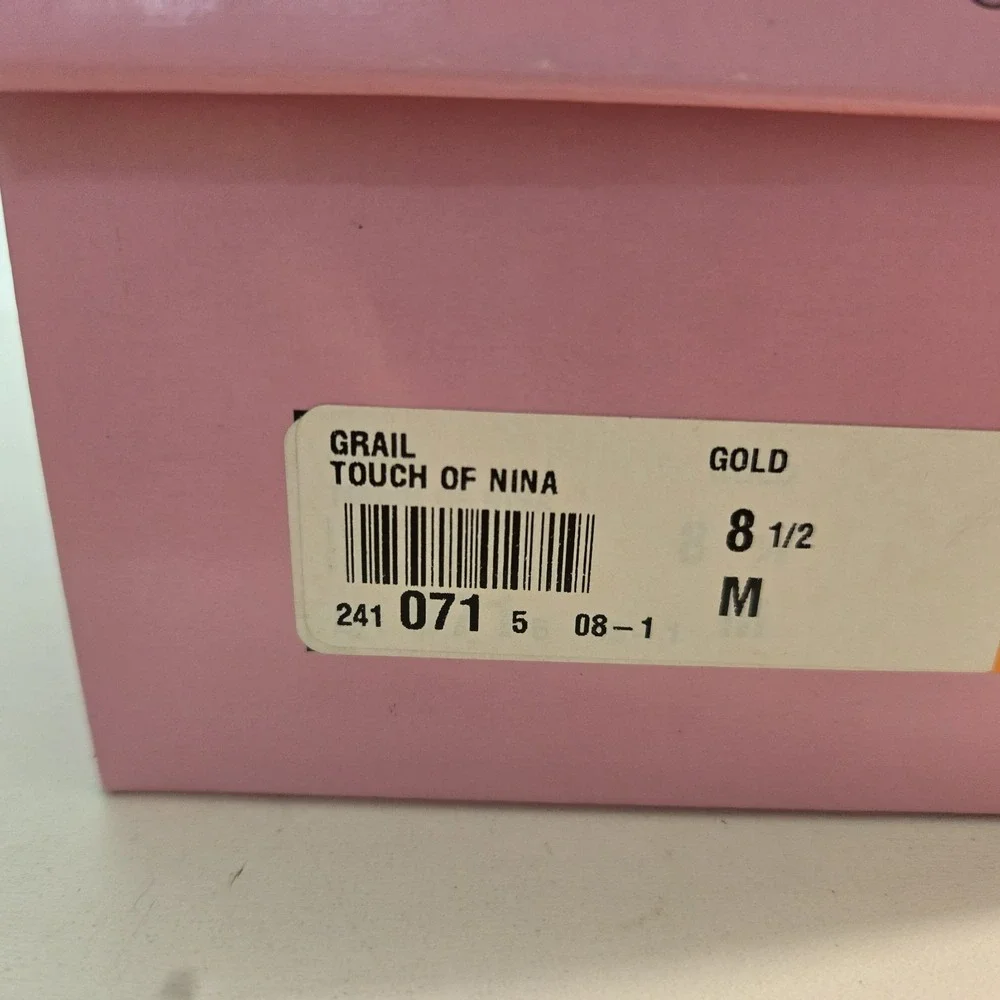 Touch Of Nina Size 8.5 Gold Grail Formal Strappy Stiletto Heel in‎ Box EUC